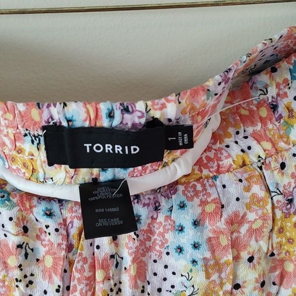 ❤️HP❤️ NWOT! Torrid Coral Floral Lined Ruffle Shorts Pockets Plus Size 1 / 14-16 - Picture 6 of 8